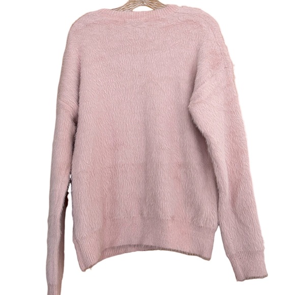 (38)New🍁Fall🍁 Ultra Soft Pink Sweater With Smiley Face Logo - Picture 3 of 3